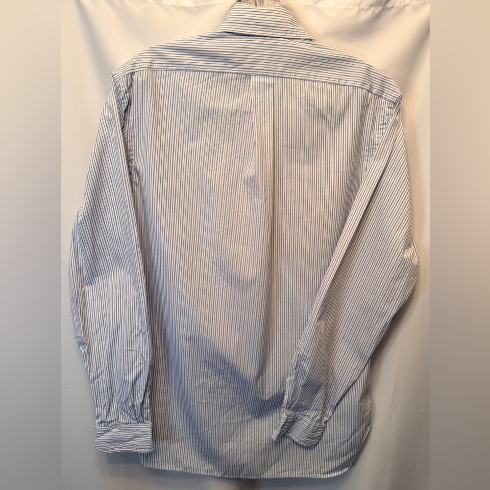 Ralph Lauren 15.5 M Button Down Long Sleeve White Blue Stripe Dress Casual Shirt - Picture 5 of 8